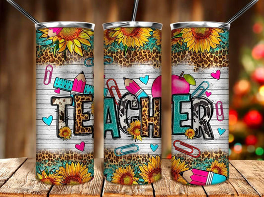 Teacher Sunflower 20oz Stainless Steel Tumbler