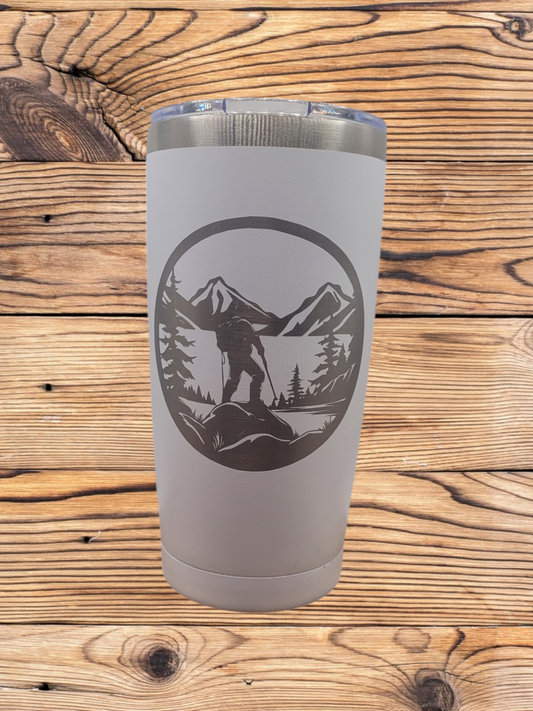 20oz Engraved Tumbler - Hiker Design
