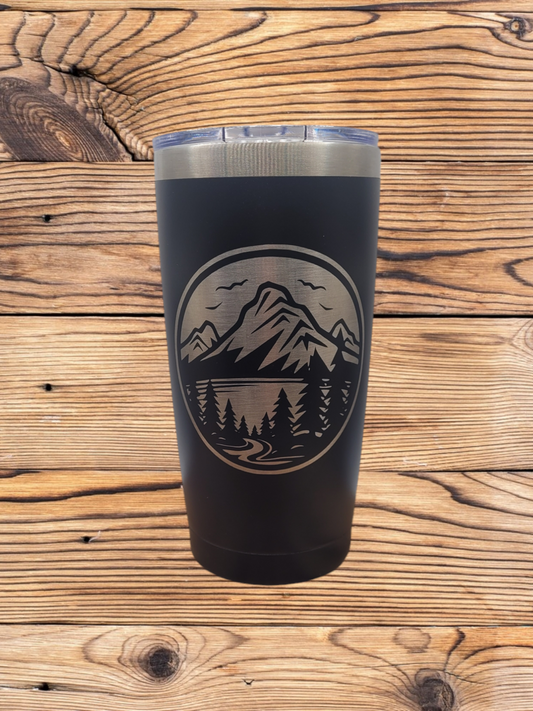 20oz Engraved Tumbler - Mountain Design