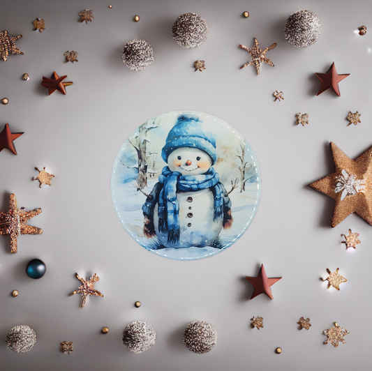 Ceramic Coaster – Snowman Blue Design