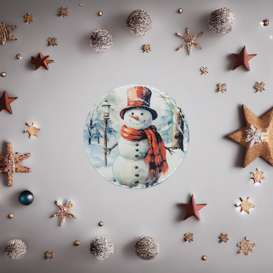 Ceramic Coaster - Snowman Red